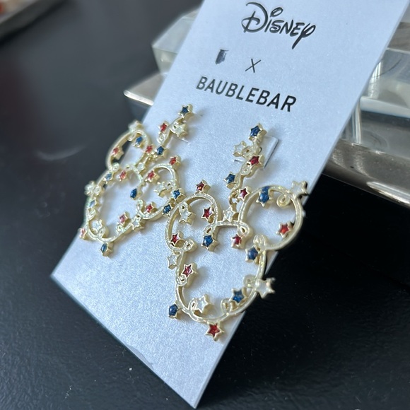 Baublebar NWT Mickey Mouse Disney stars Outline Earring Hoops - Picture 2 of 2